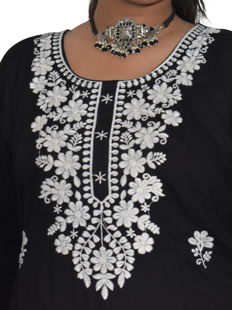 Second image of Cotton Rayon Kurta Pant Dupatta Set