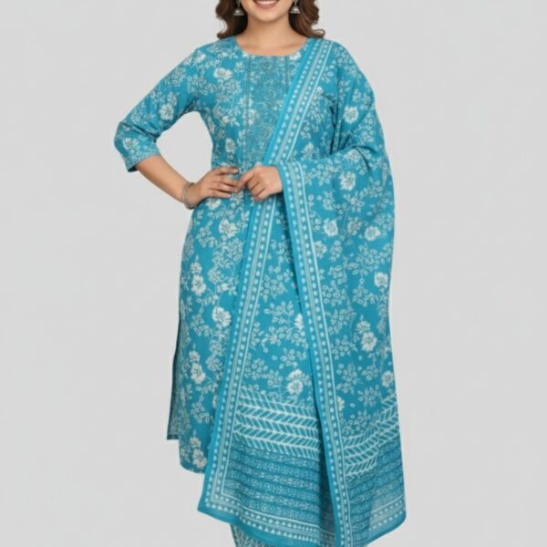 Pure Cotton Kurta Palazzo Dupatta Set