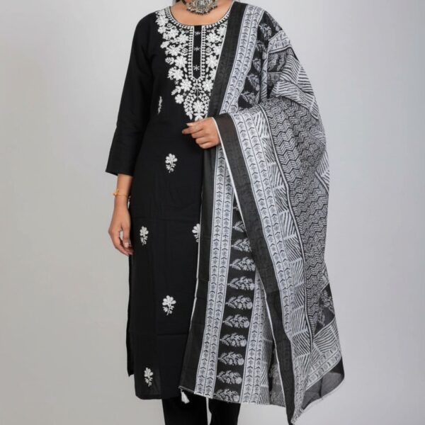 Cotton Rayon Kurta Pant Dupatta Set