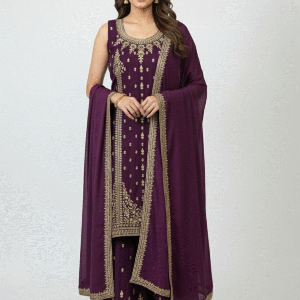 Traditional Zari Work Kameez & Sharara with Dupatta