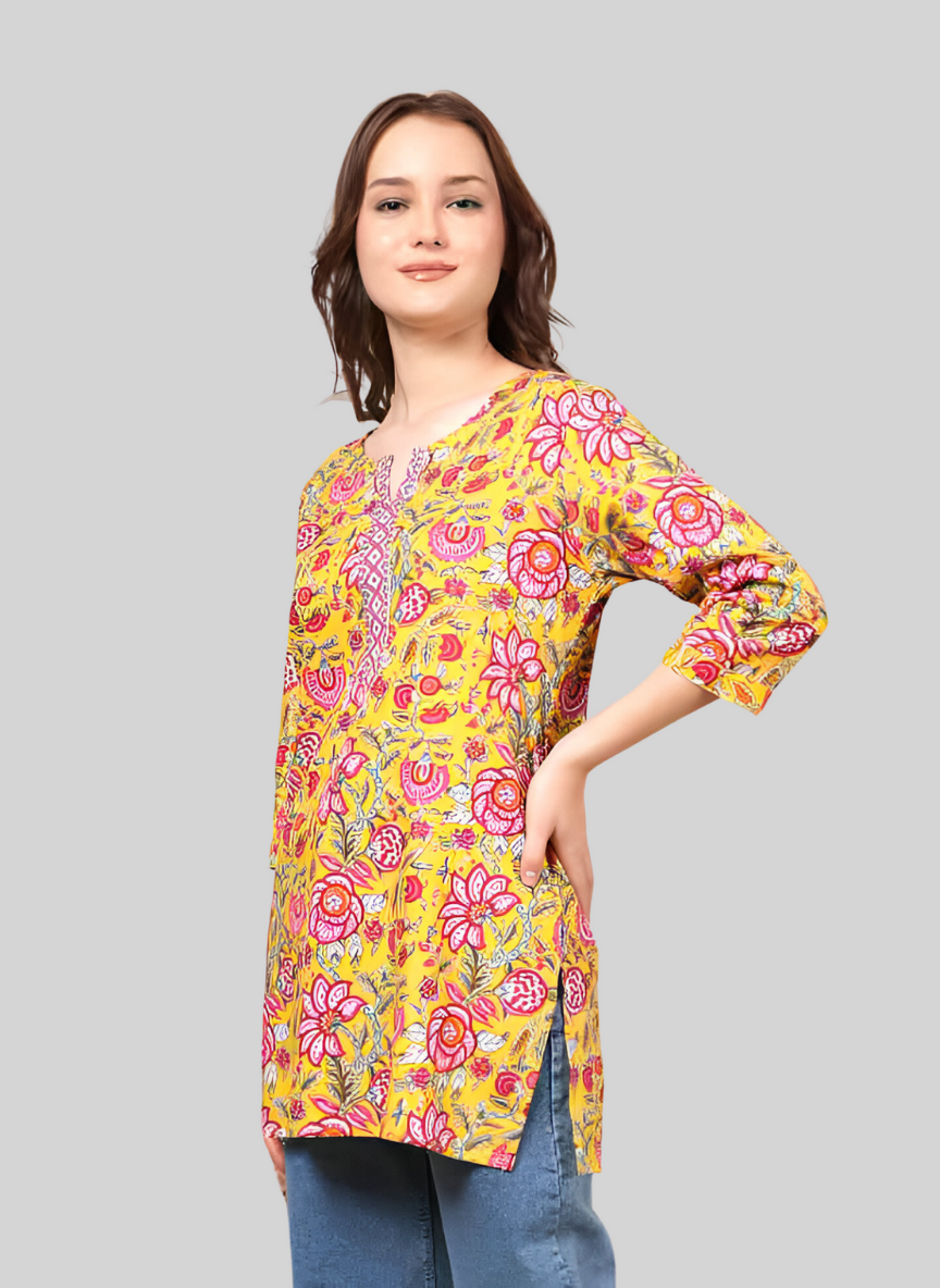 Second image of Casual Regular Sleeves Floral Print Women Multicolor Top