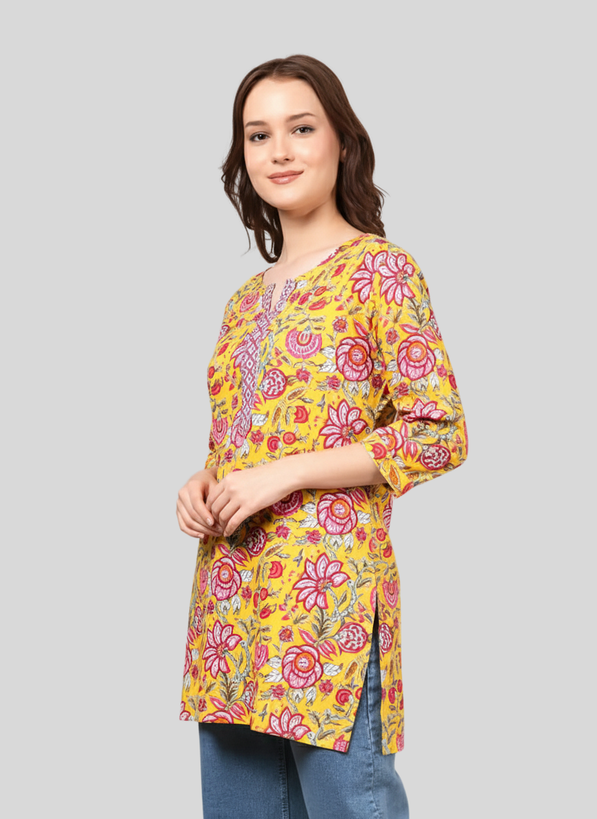 Casual Regular Sleeves Floral Print Women Multicolor Top