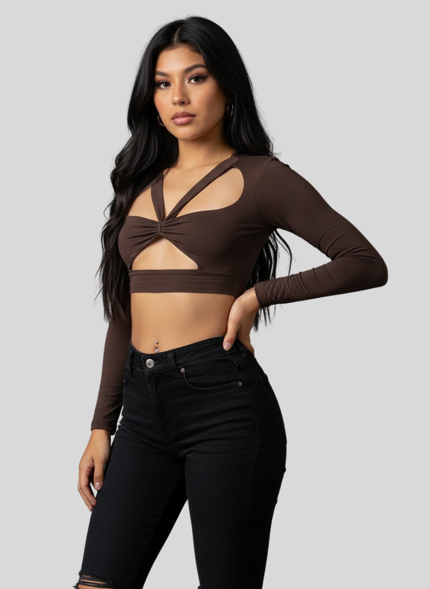 Second image of Chic Cutout Neck Crop Top