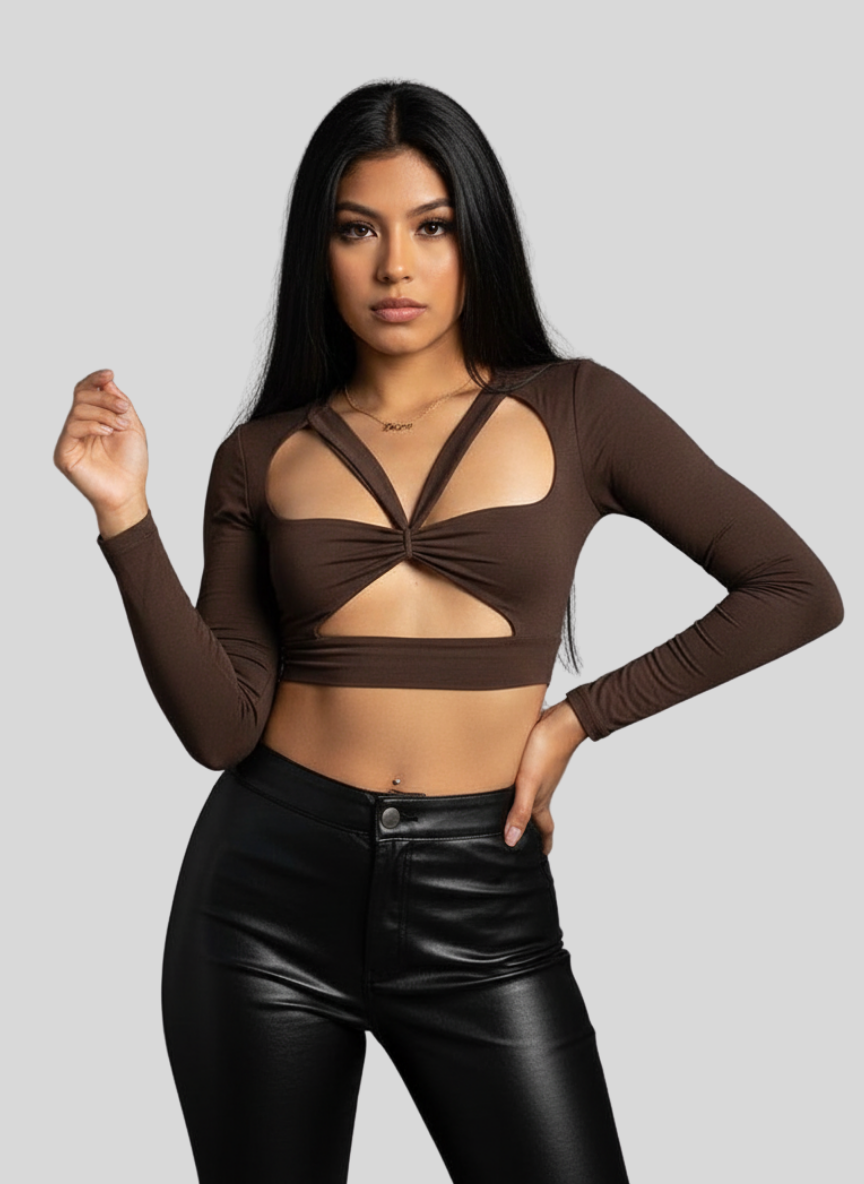 Chic Cutout Neck Crop Top