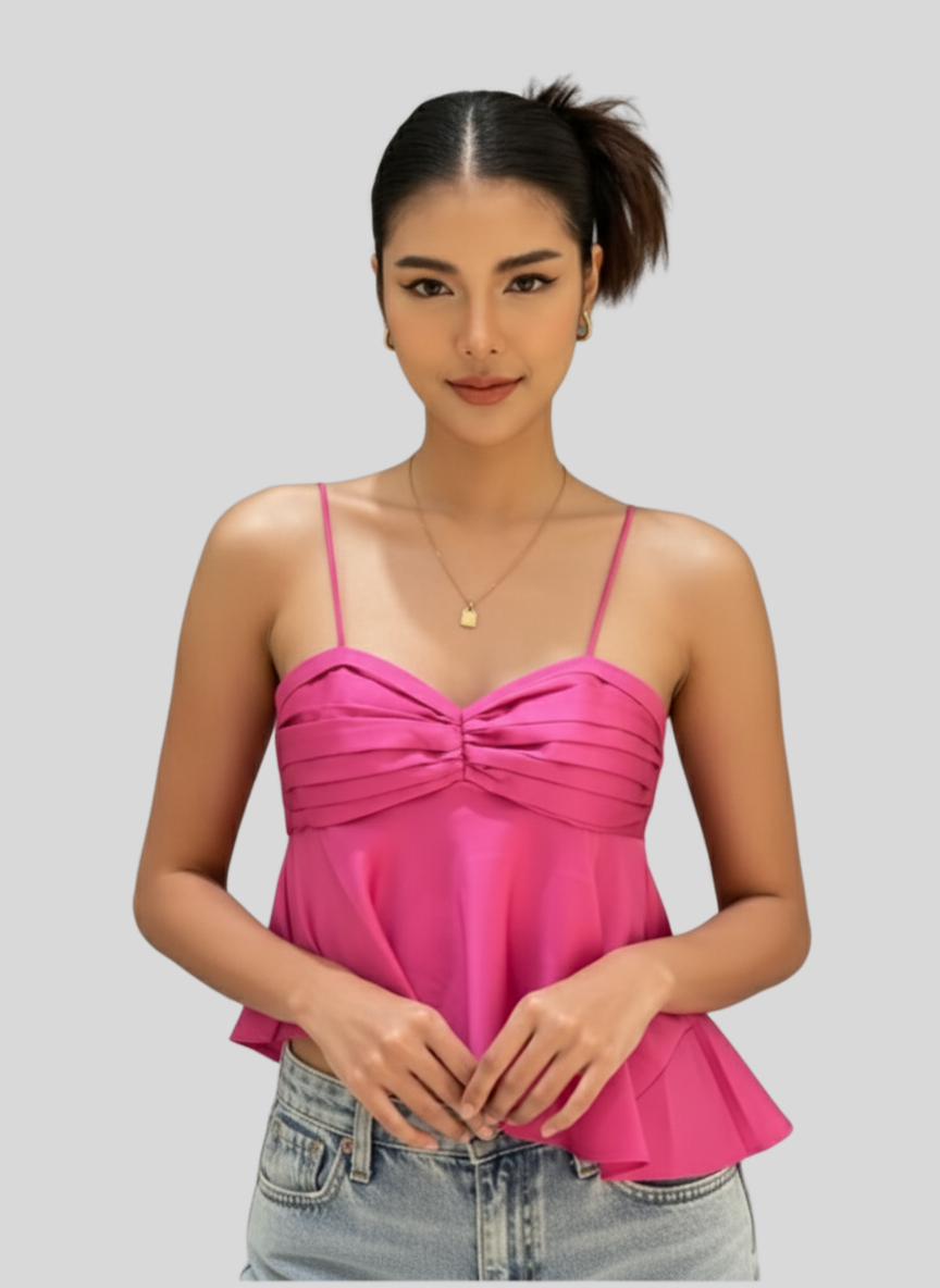 Second image of Chic Asymmetric Crepe String Top
