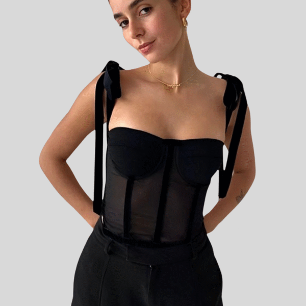 Black Georgette Corset Desire Top