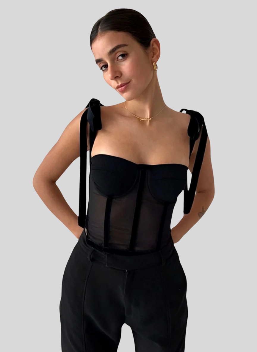 Black Georgette Corset Desire Top