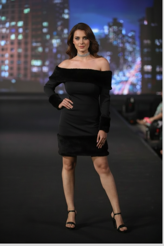 Velvet Charm Off-Shoulder Faux Fur Trim Mini Dress