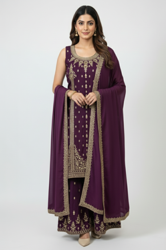 Traditional Zari Work Kameez & Sharara with Dupatta