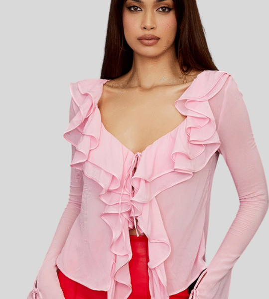 Soft Georgette Pink Ruffle Top