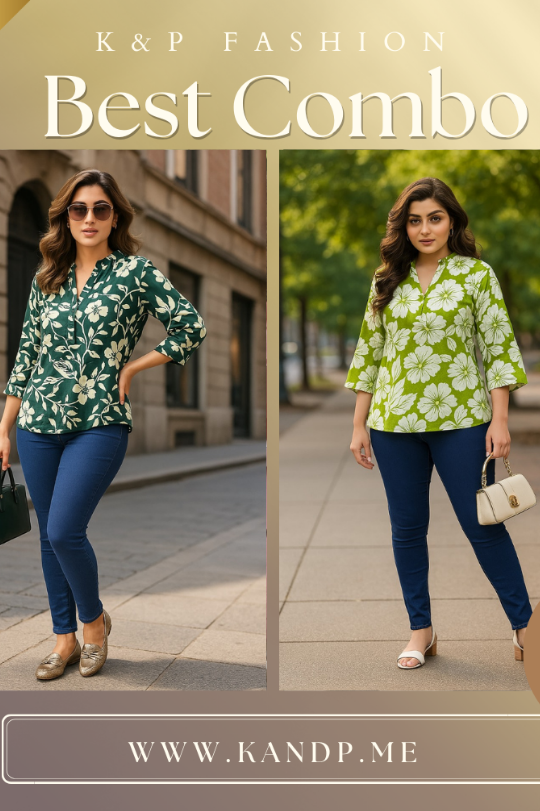 Cotton Tops Green & Dark Green Combo Pack of 2