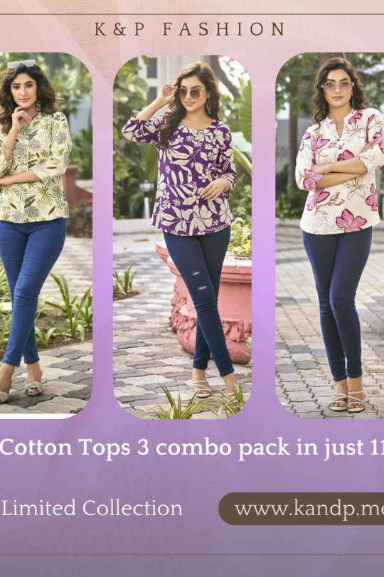 Trendy Cotton Printed Tops (Set of 3)