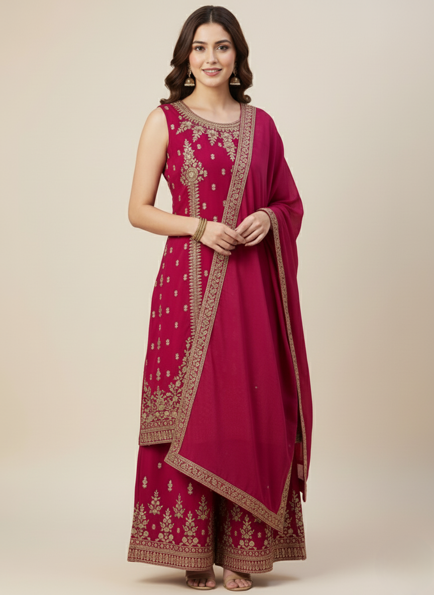 Festive Outfit – Kameez, Sharara & Dupatta Set