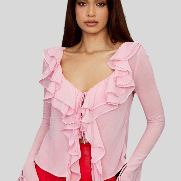 Soft Georgette Pink Ruffle Top