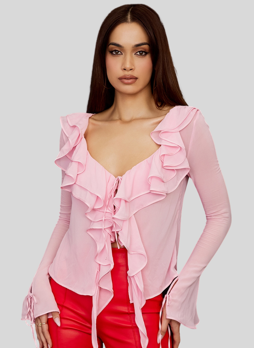 Soft Georgette Pink Ruffle Top