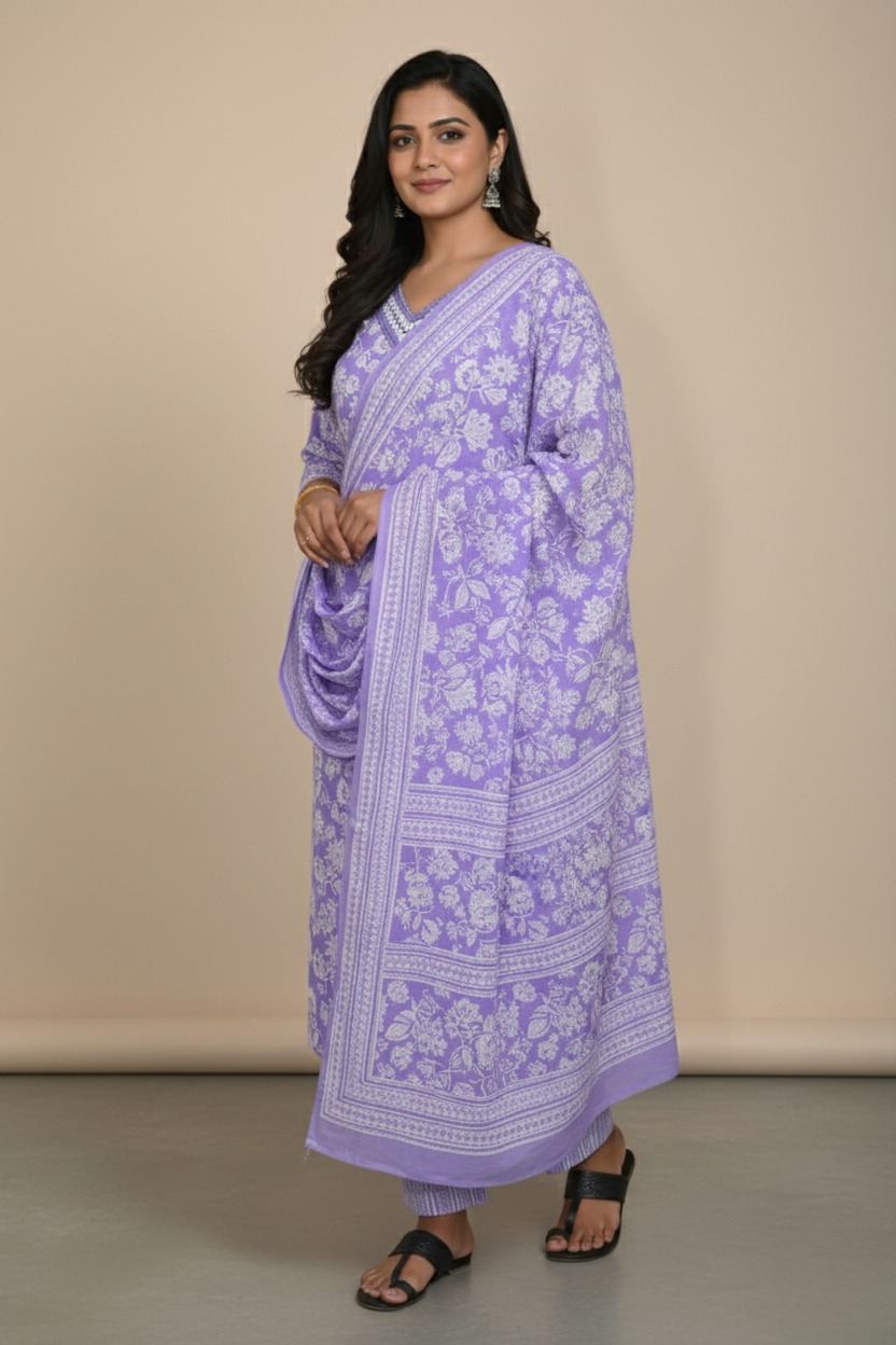 Pure Cotton Kurta Palazzo Dupatta Set