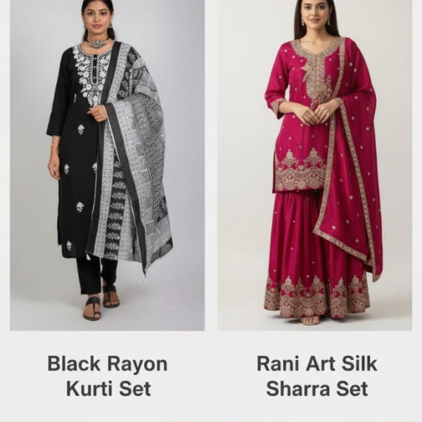 Elegant Ethnic Combo: Black & Rani Duo Set
