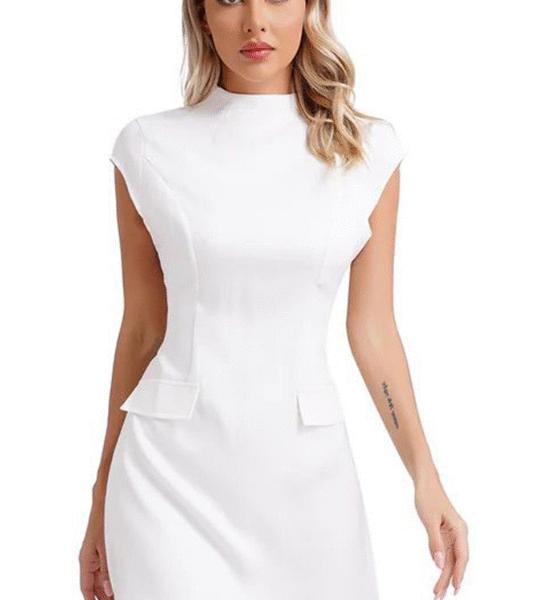 Pearl White Twin Pocket Short Dress