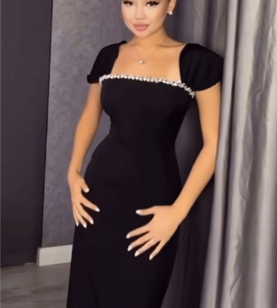 Black Satin Lycra Bodycon Maxi Dress