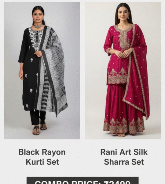 Elegant Ethnic Combo: Black & Rani Duo Set