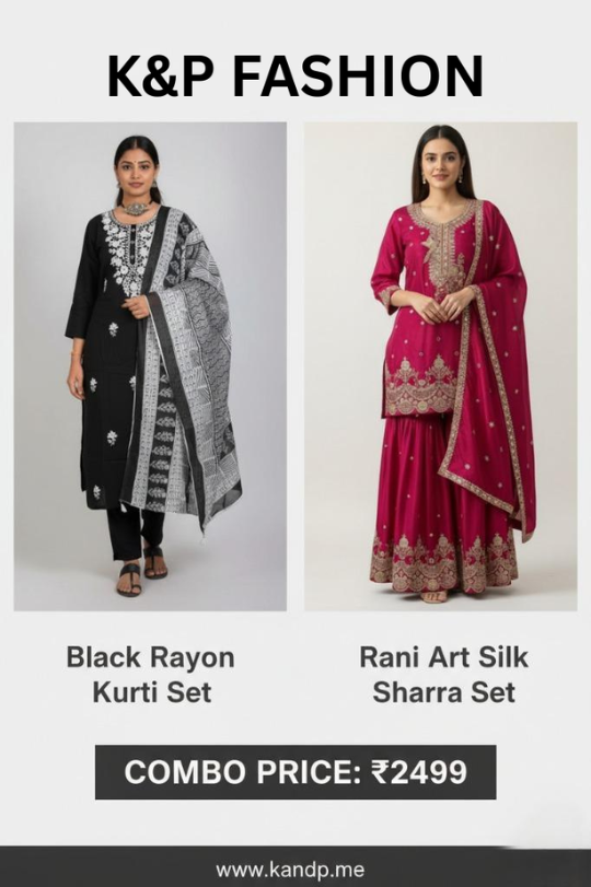 Elegant Ethnic Combo: Black & Rani Duo Set
