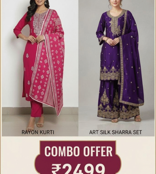 Elegant Ethnic Combo: Pink & Dark Blue Combo Set