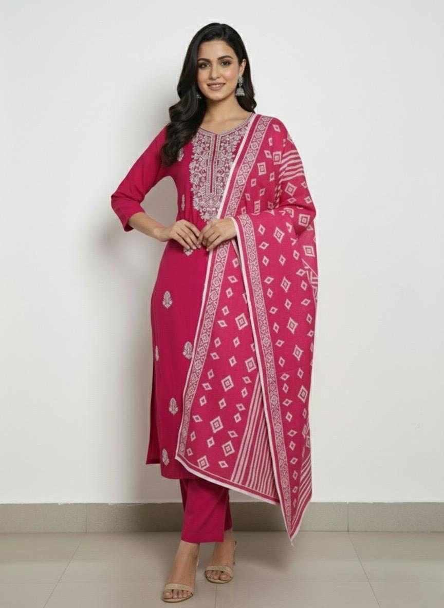Second image of Elegant Ethnic Combo: Pink & Dark Blue Combo Set