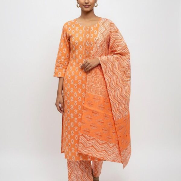 Pure Cotton Kurta Palazzo Dupatta Set