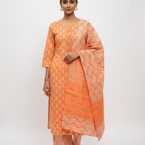 Pure Cotton Kurta Palazzo Dupatta Set