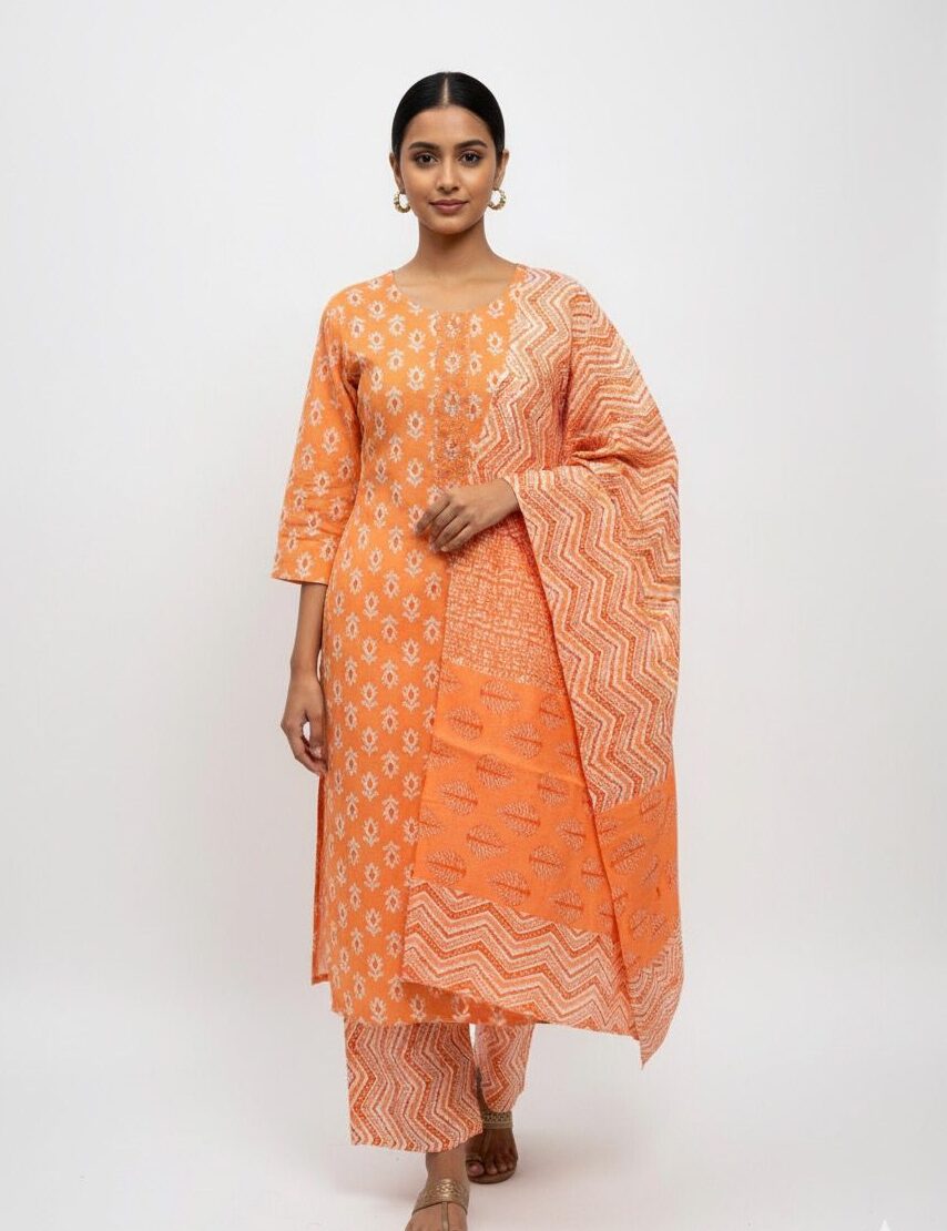Pure Cotton Kurta Palazzo Dupatta Set