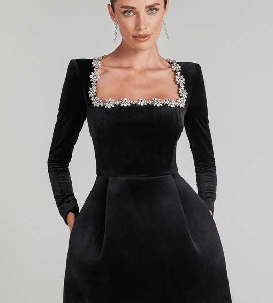 Imported Velvet Black Dress