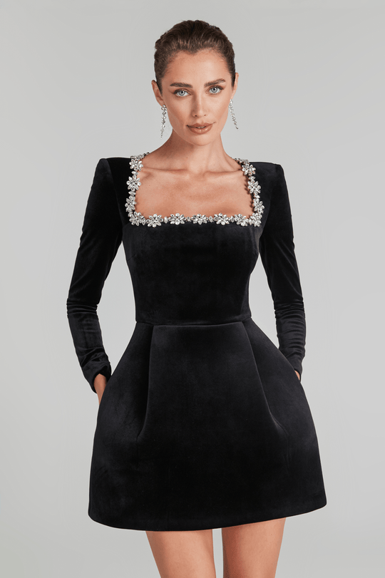 Imported Velvet Black Dress