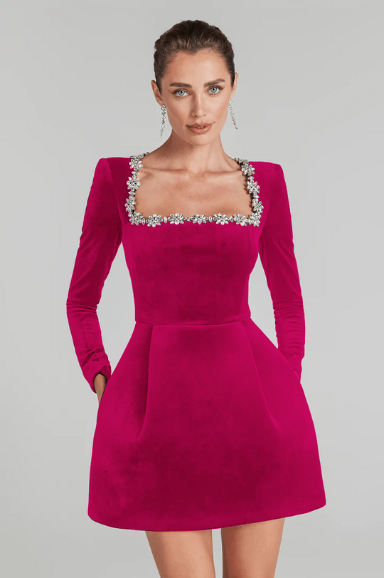 Imported Velvet Pobbel Pink Dress