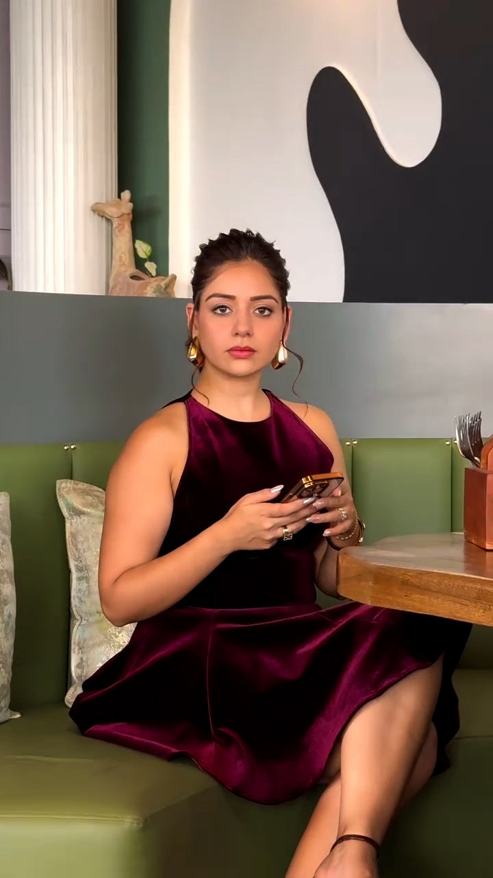 Second image of Cherry Velvet Short Dress
