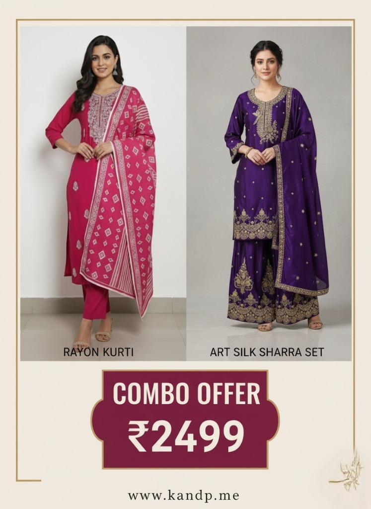 Elegant Ethnic Combo: Pink & Dark Blue Combo Set