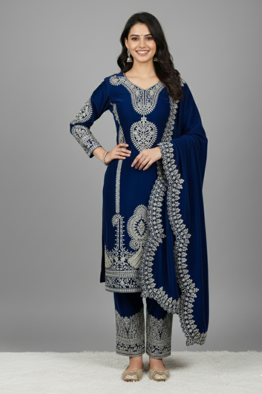 Second image of New Designer Party Wear Velvet Suit Set