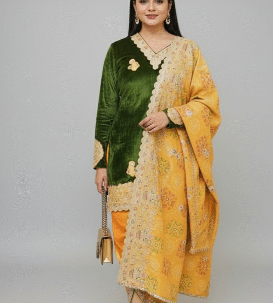 Wedding Special Velvet 3-Piece Suit – Premium Embroidered Collection