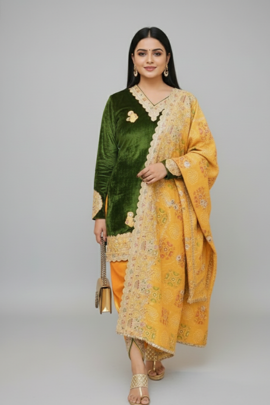 Wedding Special Velvet 3-Piece Suit – Premium Embroidered Collection