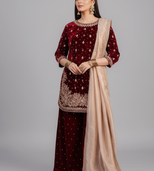 New Winter Look Top Pant Plazo Dupatta Set
