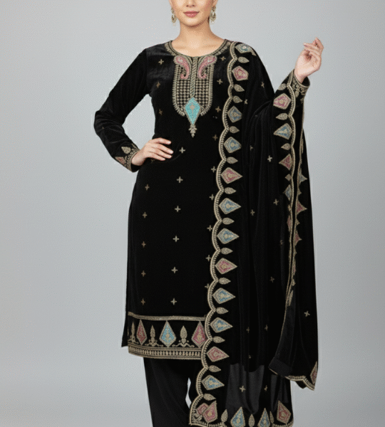 New Winter Designer Top Pant Plazo Fancy Dupatta Set