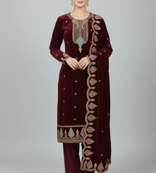 New Winter Designer Top & Pant Fancy Dupatta Set