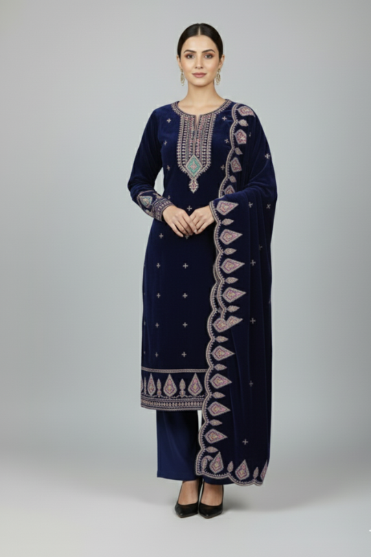 New Winter Designer Top & Pant Fancy Dupatta Set