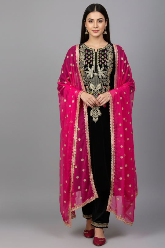 Launching New Designer Velvet Top–Pant with Dupatta Set
