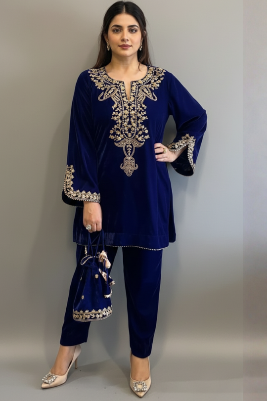 Launching New Party Wear Velvet Top & Bottom Set