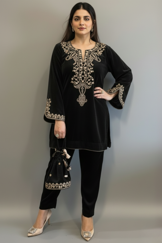 New Party Wear Velvet Top & Bottom Set