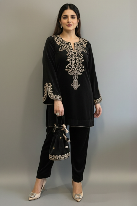 Second image of New Party Wear Velvet Top & Bottom Set