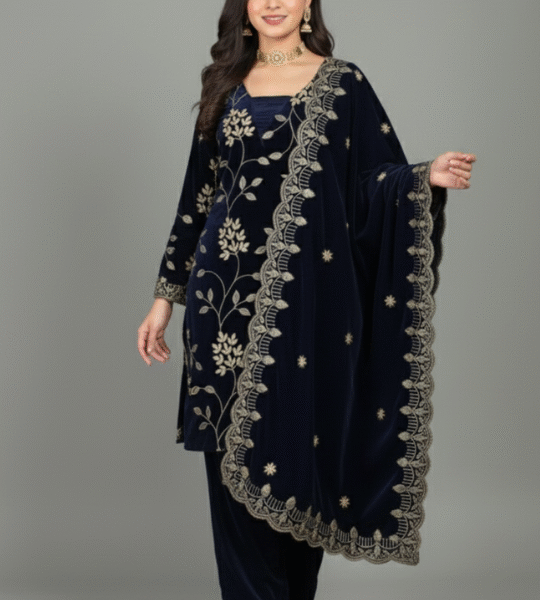 Premium Heavy Viscose Velvet With Multi-Sequence Embroidery Suit Set