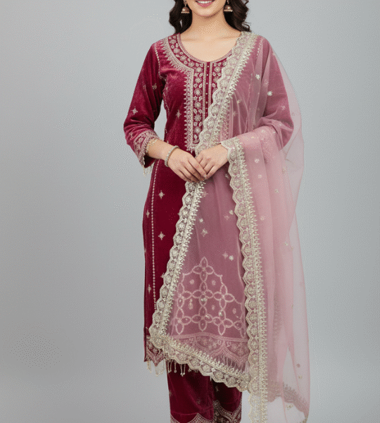New Launch Party Wear Designer Viscose Velvet Suit Set