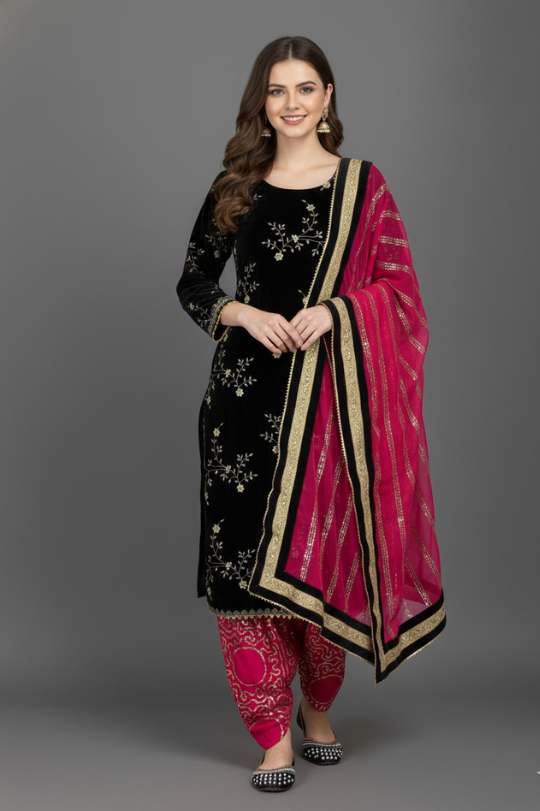 New Launching New Designer Top Dhoti Salwar Dupatta Set