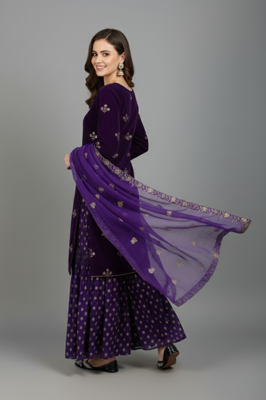Second image of New Velvet Collection Top Sharara Dupatta Set